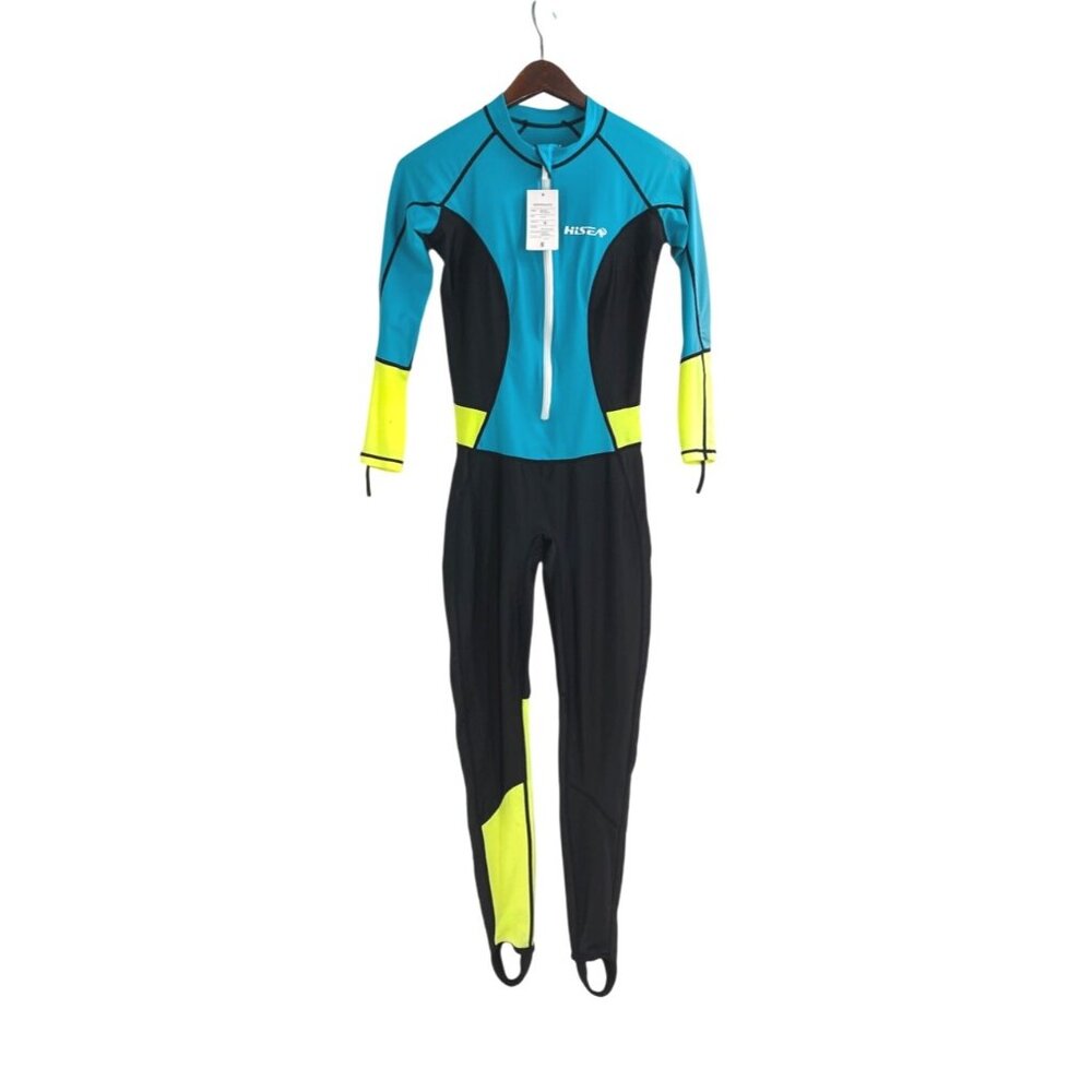 NWT HiSea Scuba Donkey Womens S Full Body Wetsuit UPF 50+ Turquoise/Black Surf